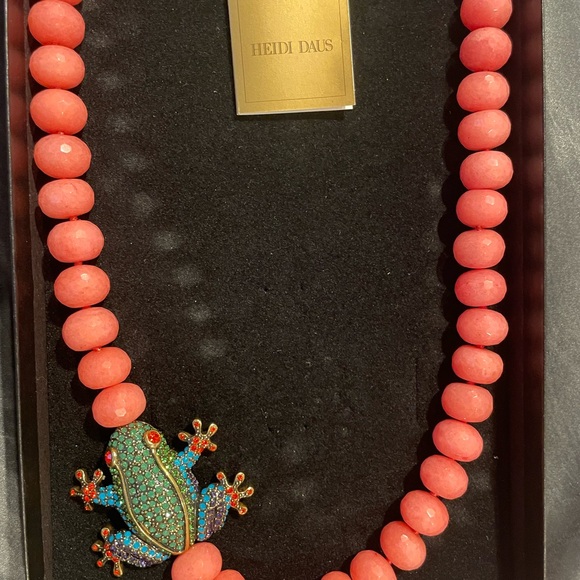 Heidi Daus Coral Beaded Necklace with Frog Pendant - Picture 5 of 6